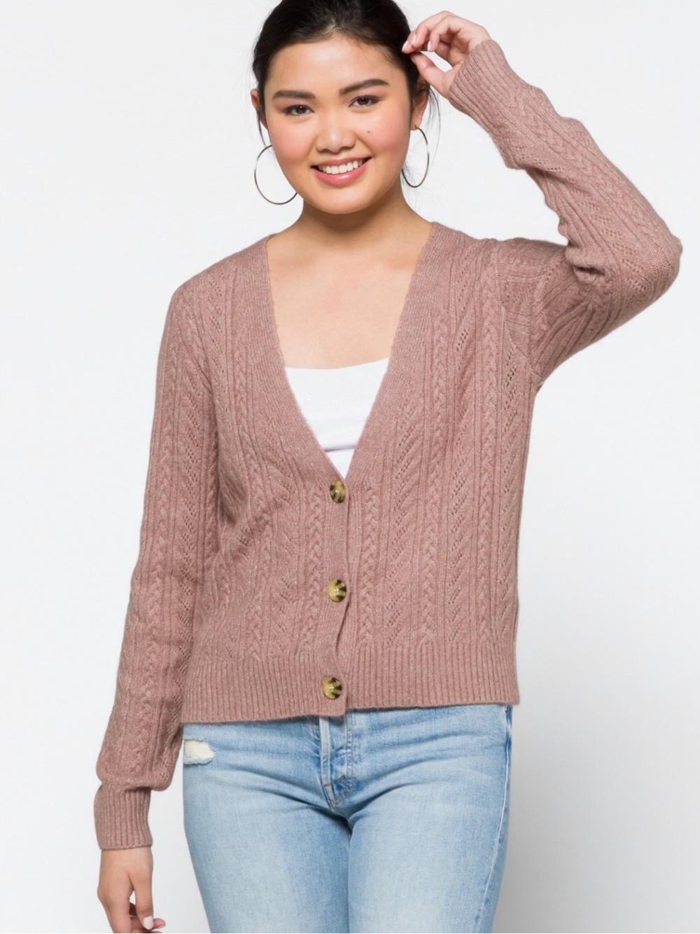 Love Ellie Mckenzie Cable Knit Cardigan - Size Medium